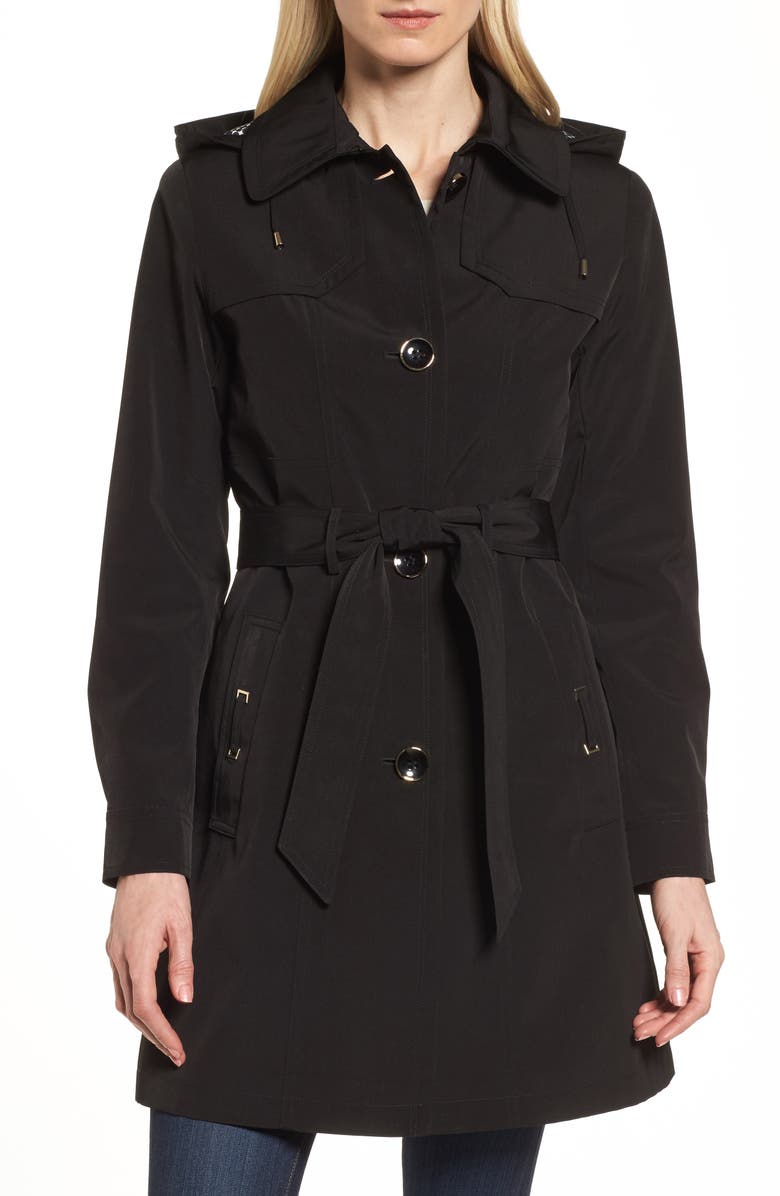 Gallery Belted Trench Raincoat, Main, color, 