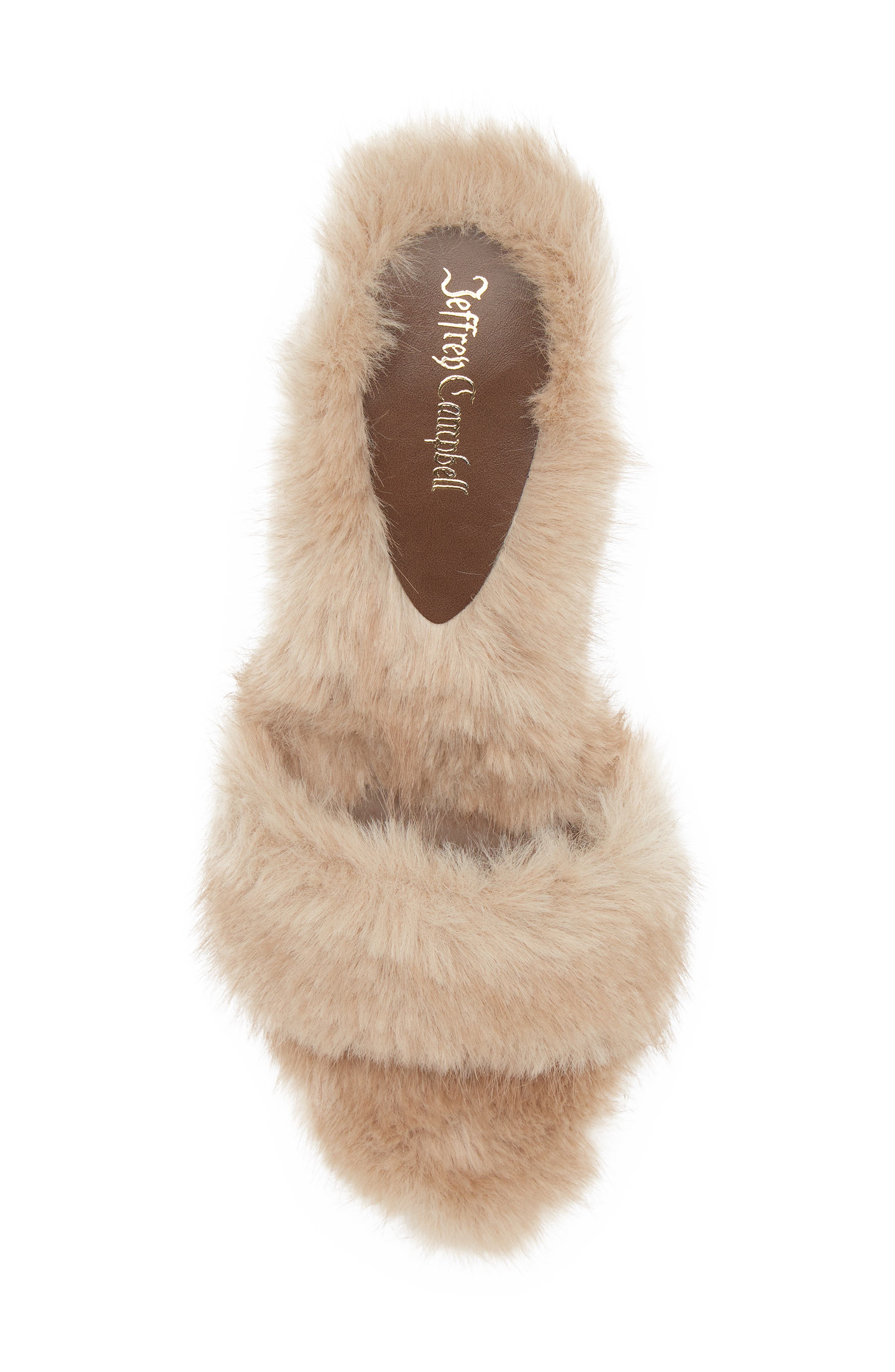 Jeffrey Campbell Big Mama Faux Fur Sandal, Alternate, color, Oyster Grey
