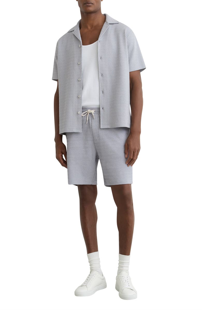 Reiss Felipe Textured Knit Cotton Blend Camp Shirt, Alternate, color, Soft Blue