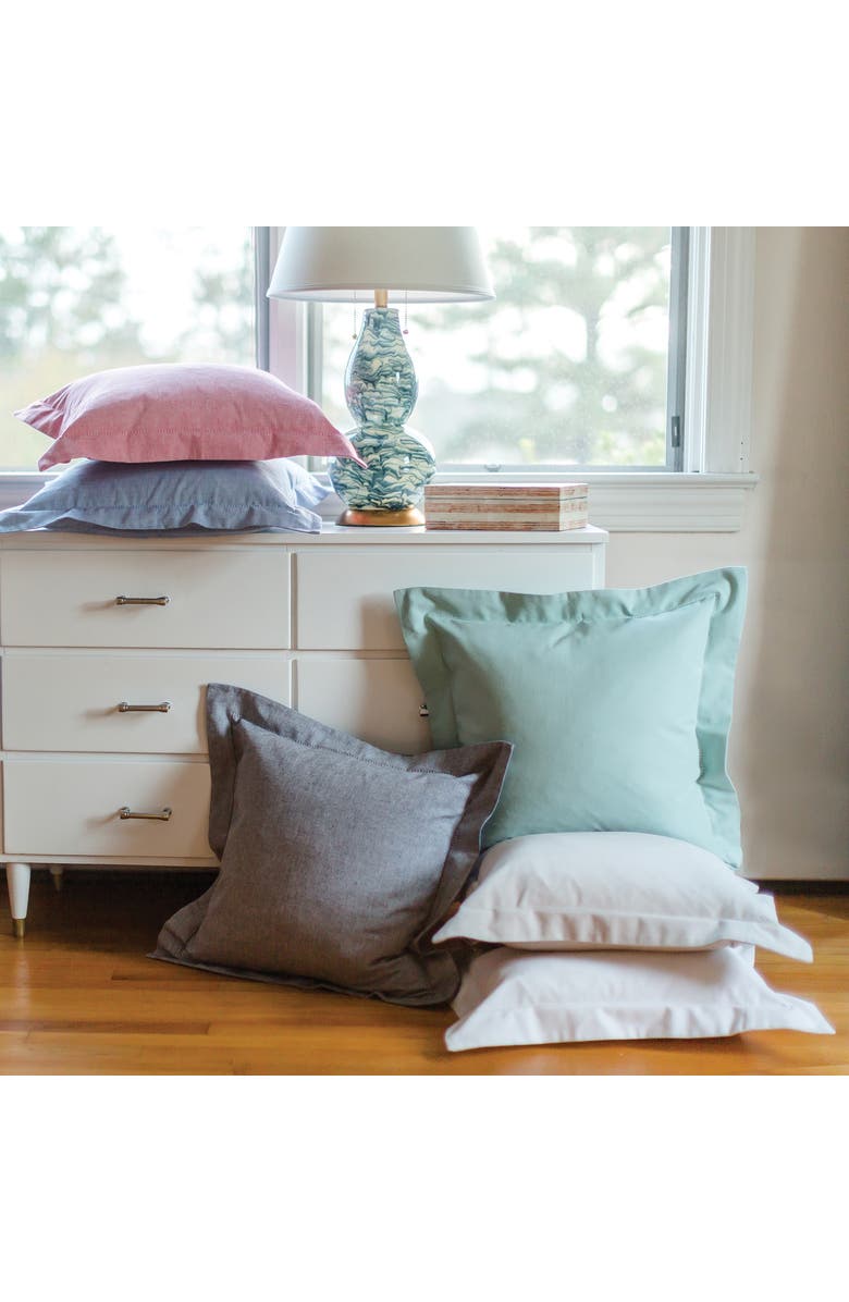 ELISABETH YORK Signature Hemstitch Cotton Chambray Accent Throw Pillow 20" x 20", Alternate, color, Black