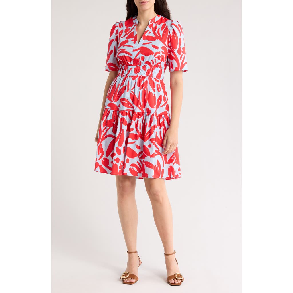 ELIZA J ELIZA J SHORT SLEEVE COTTON FIT & FLARE DRESS