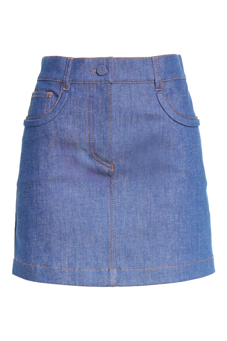 Logo Embossed Denim Skirt, Alternate, color, BABY BLUE