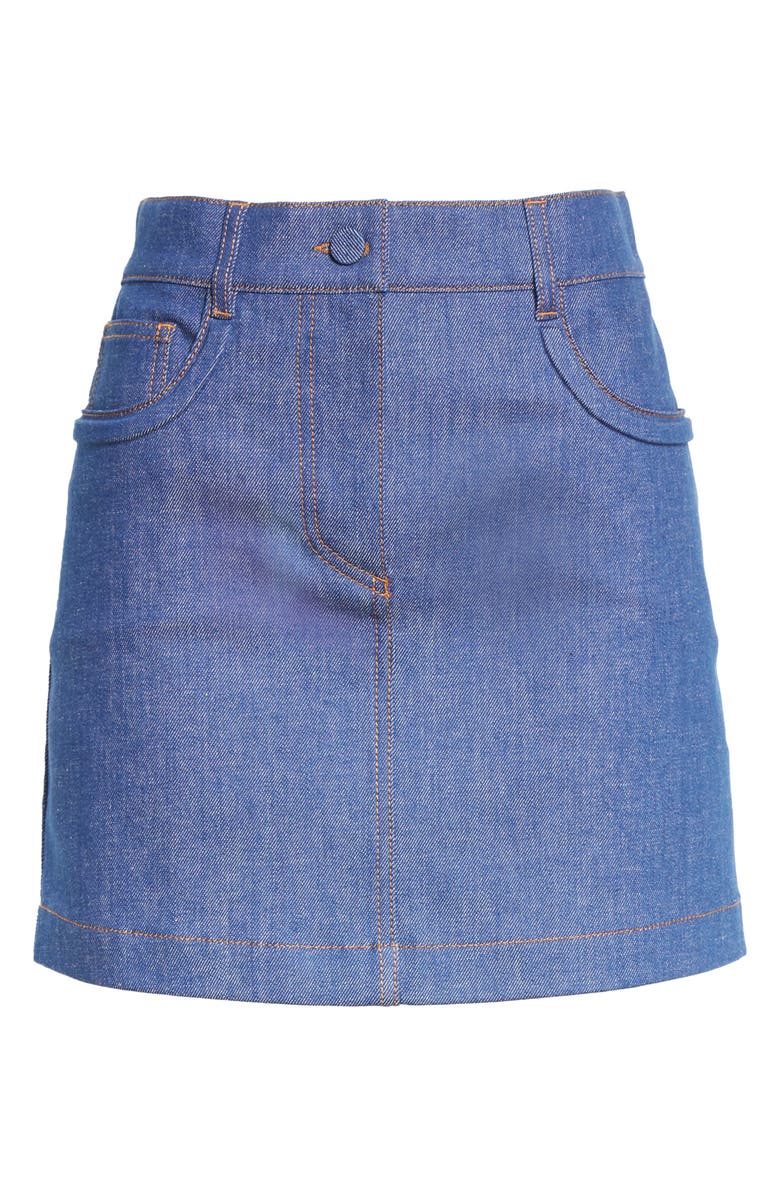 Fendi Logo Embossed Denim Skirt, Alternate, color,