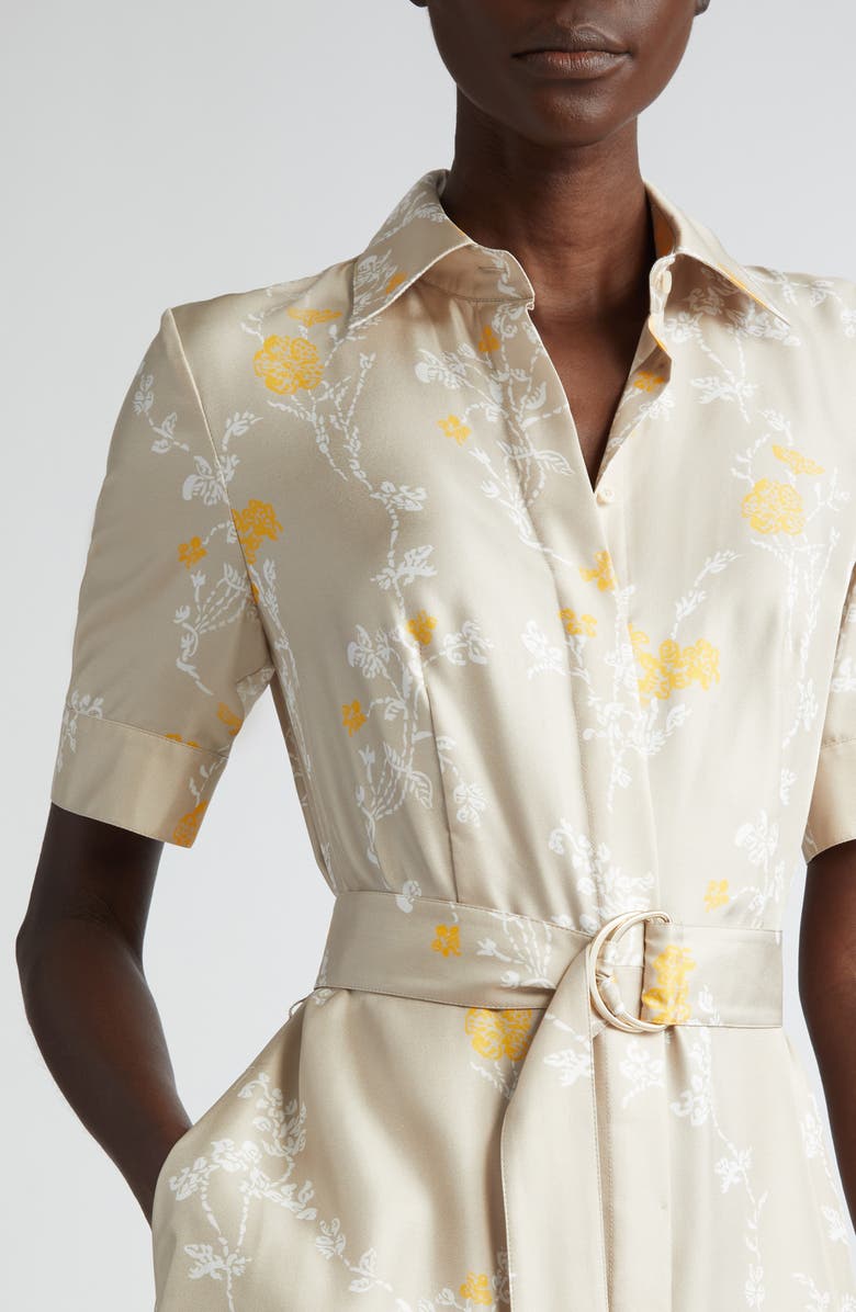 Lafayette 148 New York Floral Belted Silk Shirtdress, Alternate, color, 