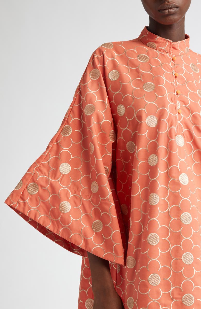 La Vie Style House Flower Embroidered Cover-Up Minidress, Alternate, color, Orange