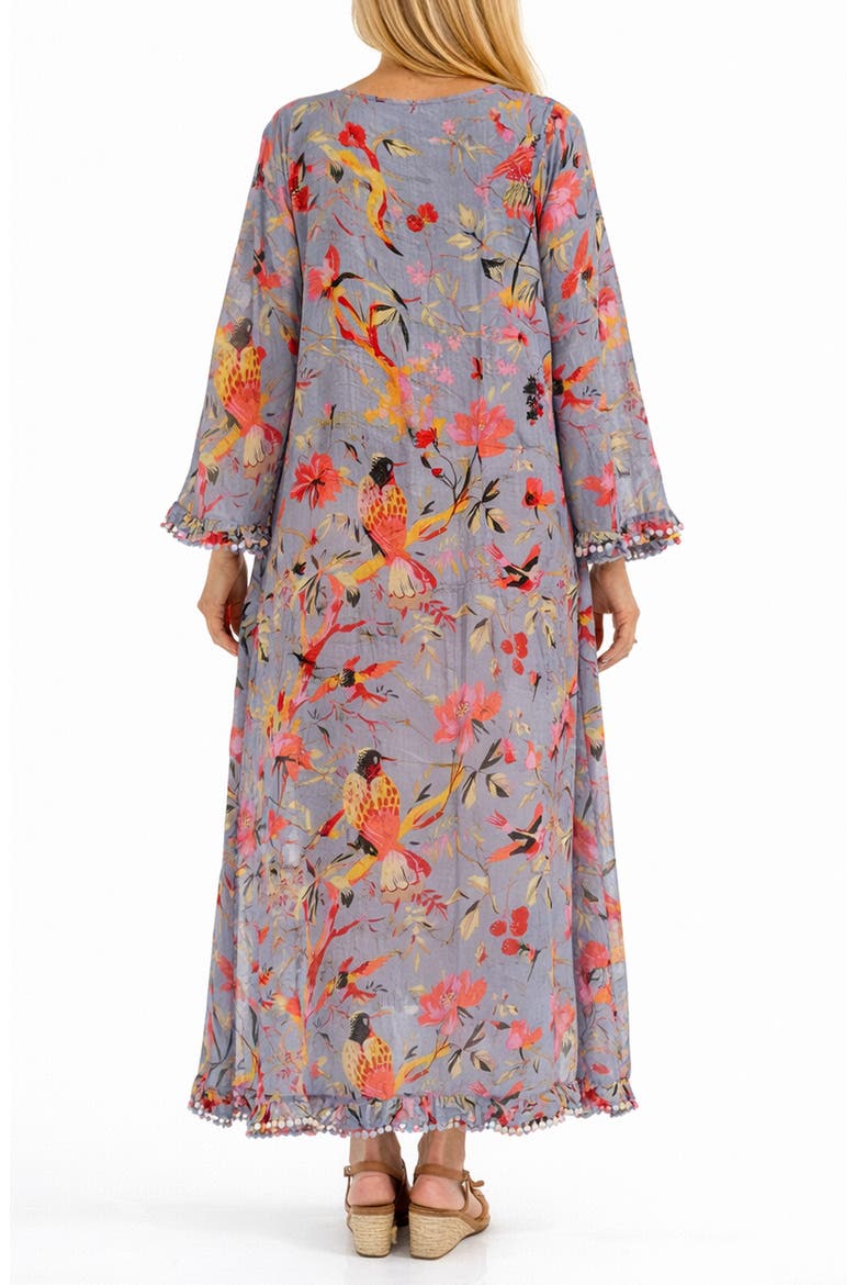 Bird Print Cotton Cover-Up, Alternate, color, GRAY