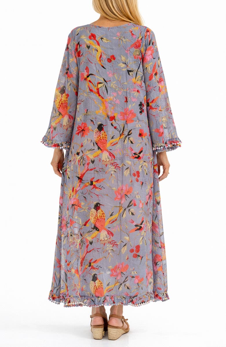 RANEES <p>Bird Print Cotton Cover-Up </p>, Alternate, color, Gray