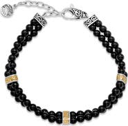SAMUEL B. Sterling Silver & 18K Gold Onyx Beaded Bracelet