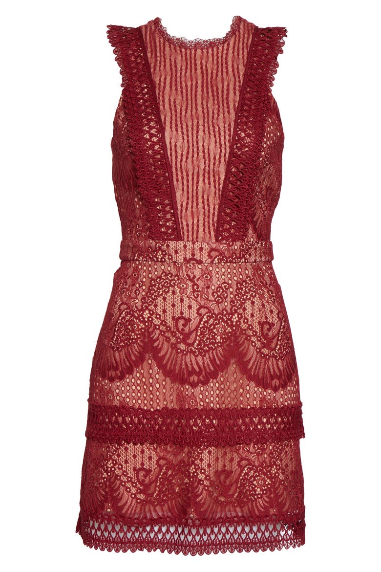 Cori Lace Dress, Alternate, color, BURGUNDY-NUDE