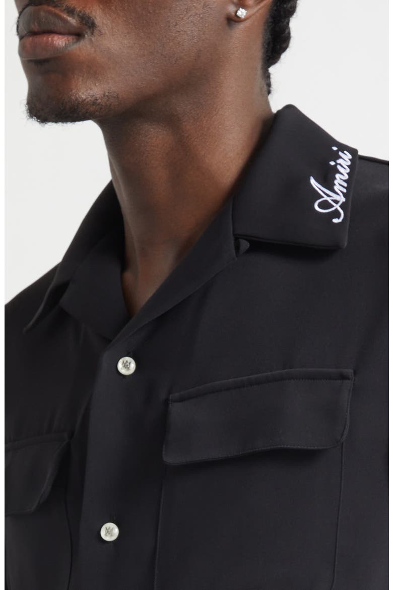 Rounded Flap Pocket Button-Up Shirt, Alternate, color, BLACK