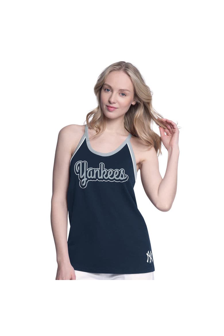 Women's G-III 4Her by Carl Banks Navy New York Yankees Curveball Racerback Tank Top, Alternate, color, Navy
