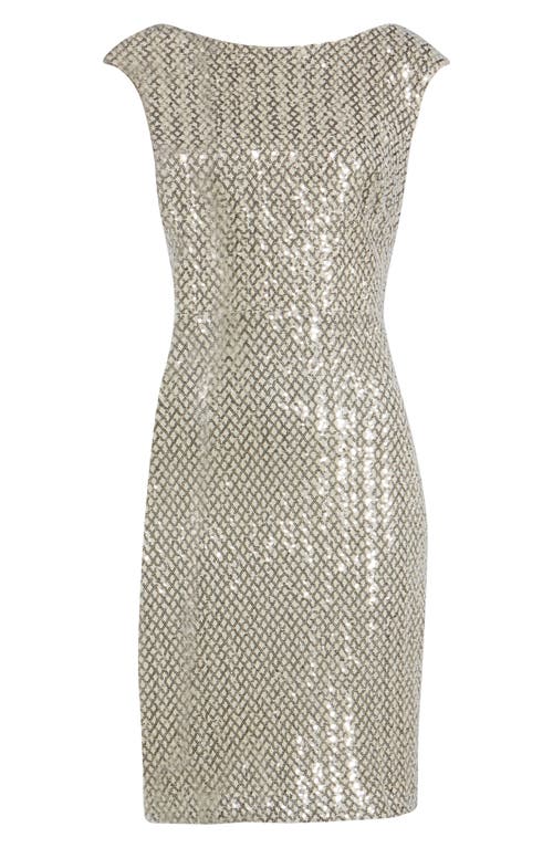 Vince Camuto Sequin Sleeveless Body-con Sheath Dress In Champagne