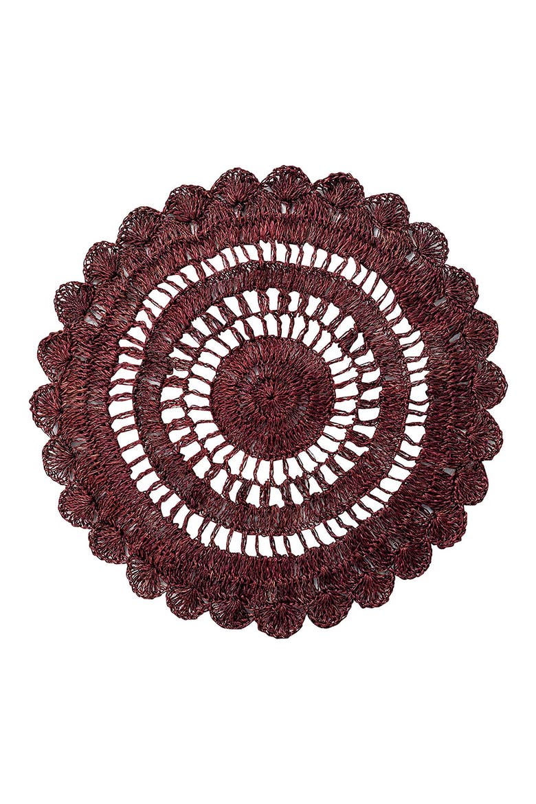 Set of 4 Macrame Placemats, Alternate, color, CRANBERRY