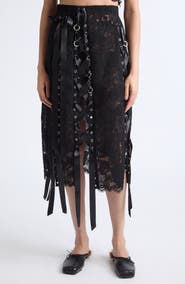 Simone Rocha Unraveling Ribbon & Ring Lace Skirt