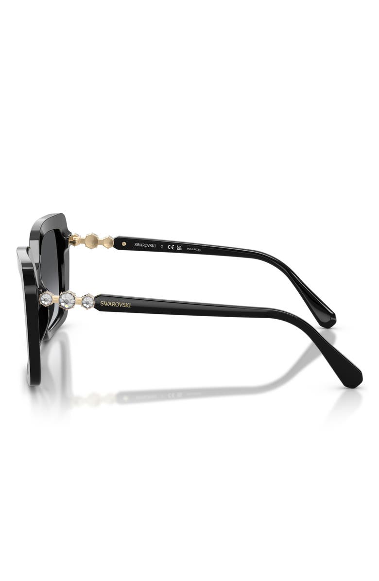 Swarovski 57mm Polarized Butterfly Sunglasses, Alternate, color, Black / Gradient Grey Polar