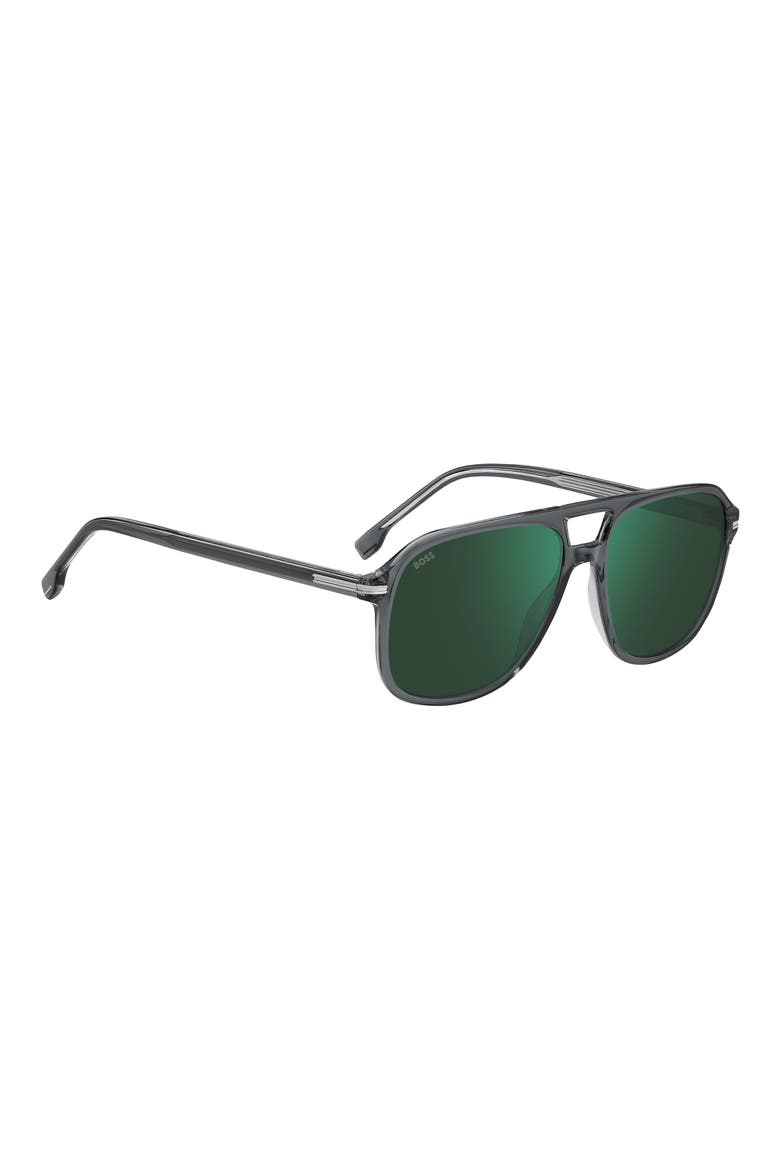 57mm Square Sunglasses, Alternate, color, GREY CRYSTAL/ GREEN SP