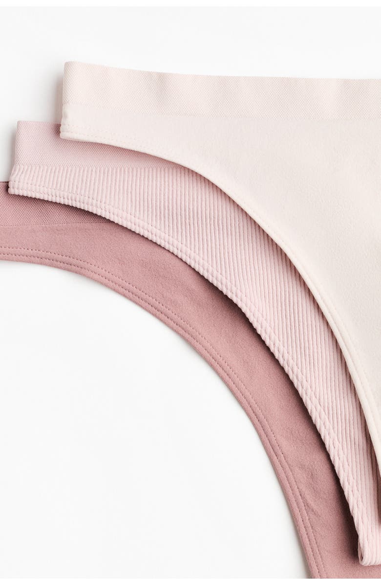 H&M 5-pack Seamless Thong Briefs, Alternate, color, Light Pink/White