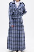 AZALEA WANG Long Plaid Trench Coat