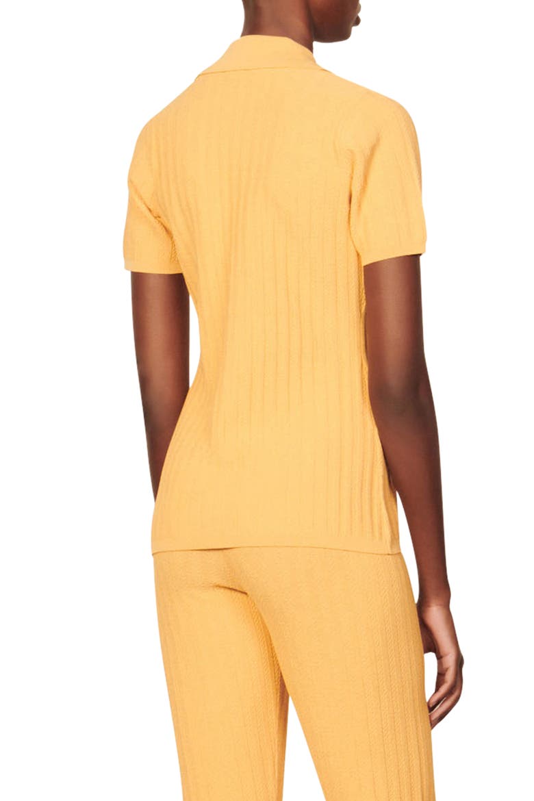 Porto Imitation Pearl Button Top, Alternate, color, CLEMENTINE