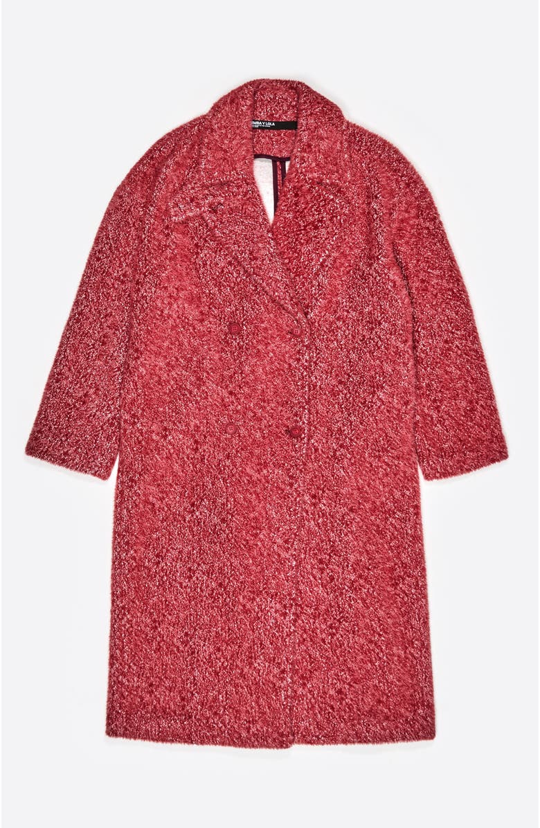 Bimba y Lola Structured Fur Coat, Alternate, color, Red