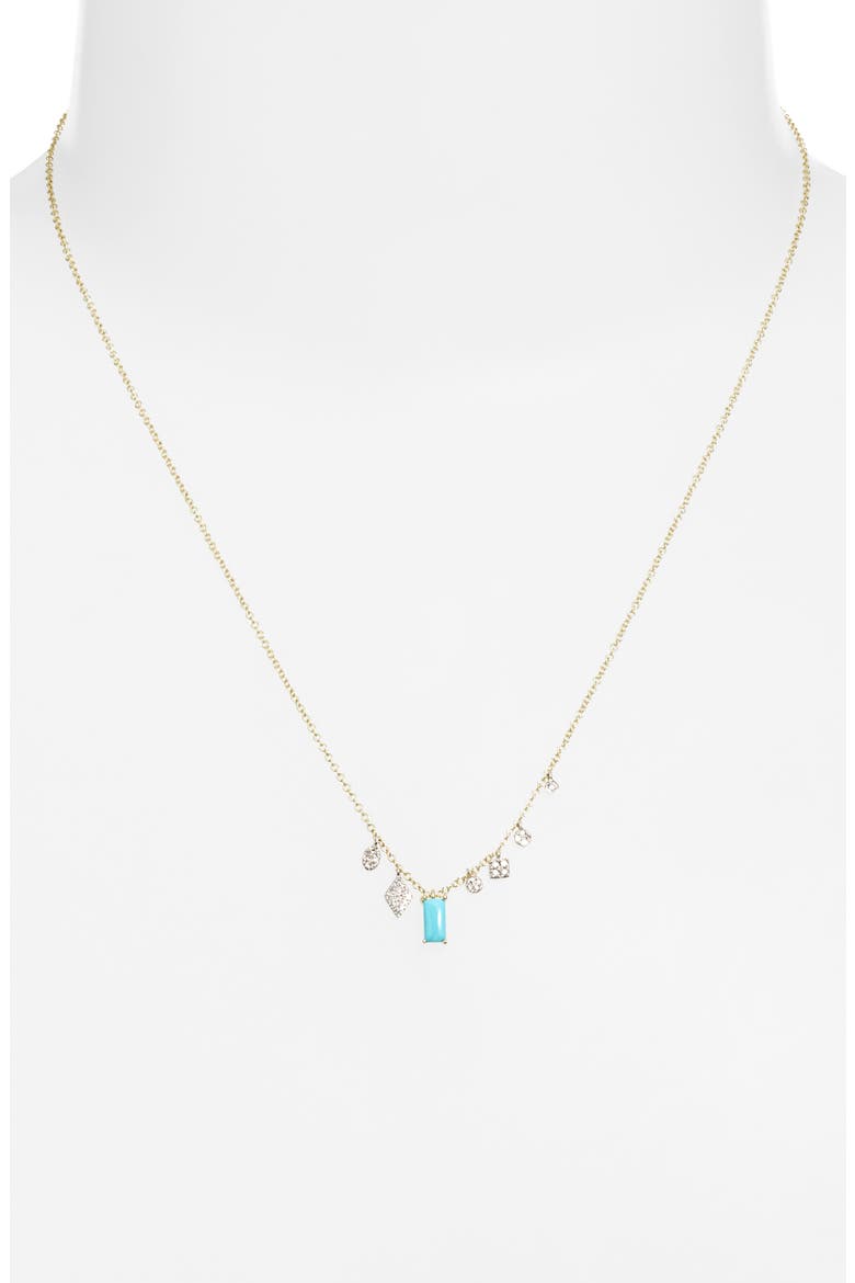 Turquoise & Diamond Necklace, Alternate, color, YELLOW