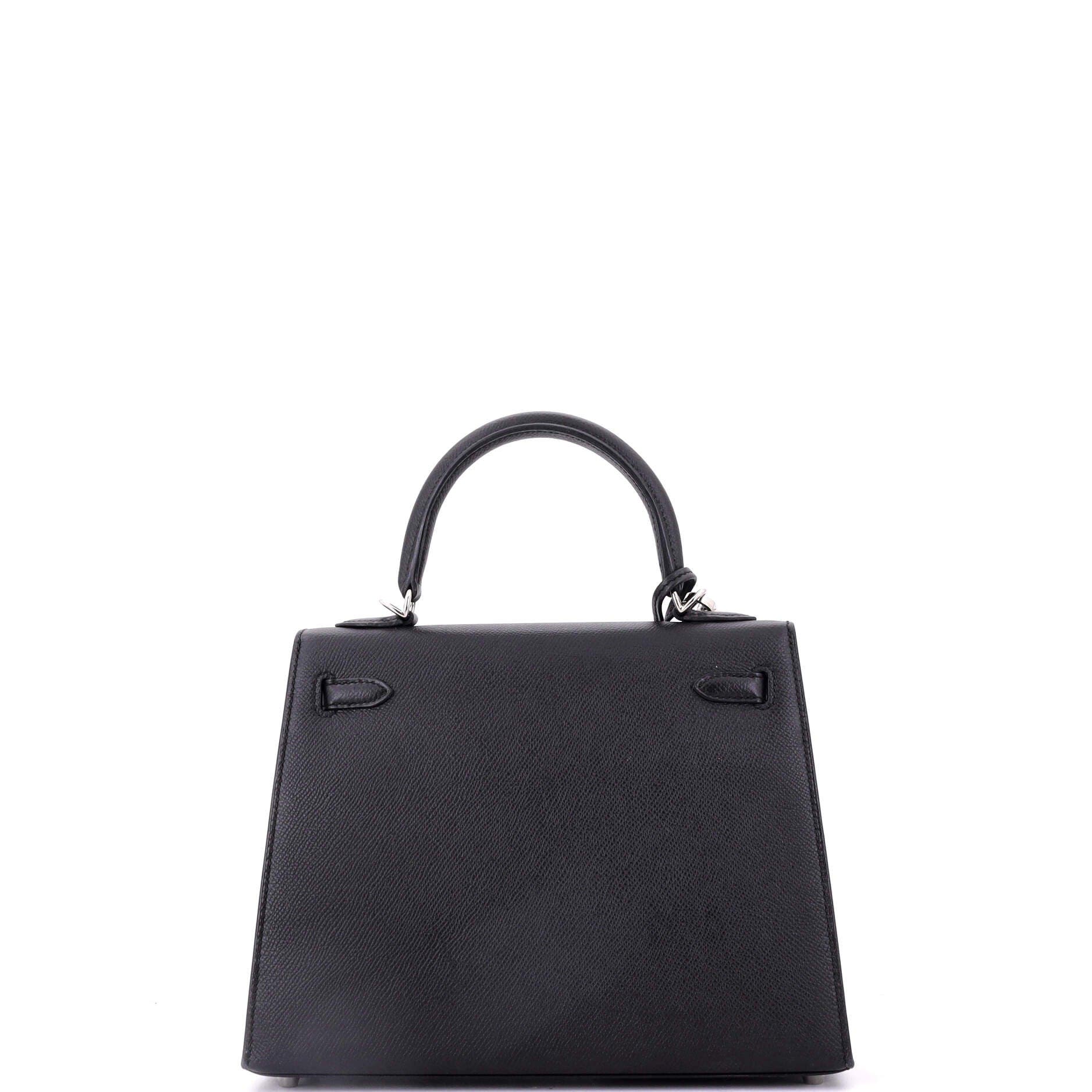 Pre-Owned Hermes Kelly Handbag Black Epsom with Palladium Hardware 25, Alternate, color, 