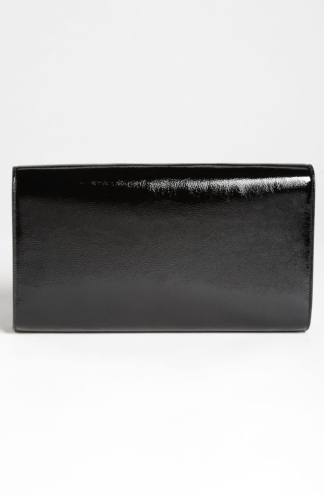 'Belle de Jour' Patent Leather Clutch, Alternate, color, BLACK