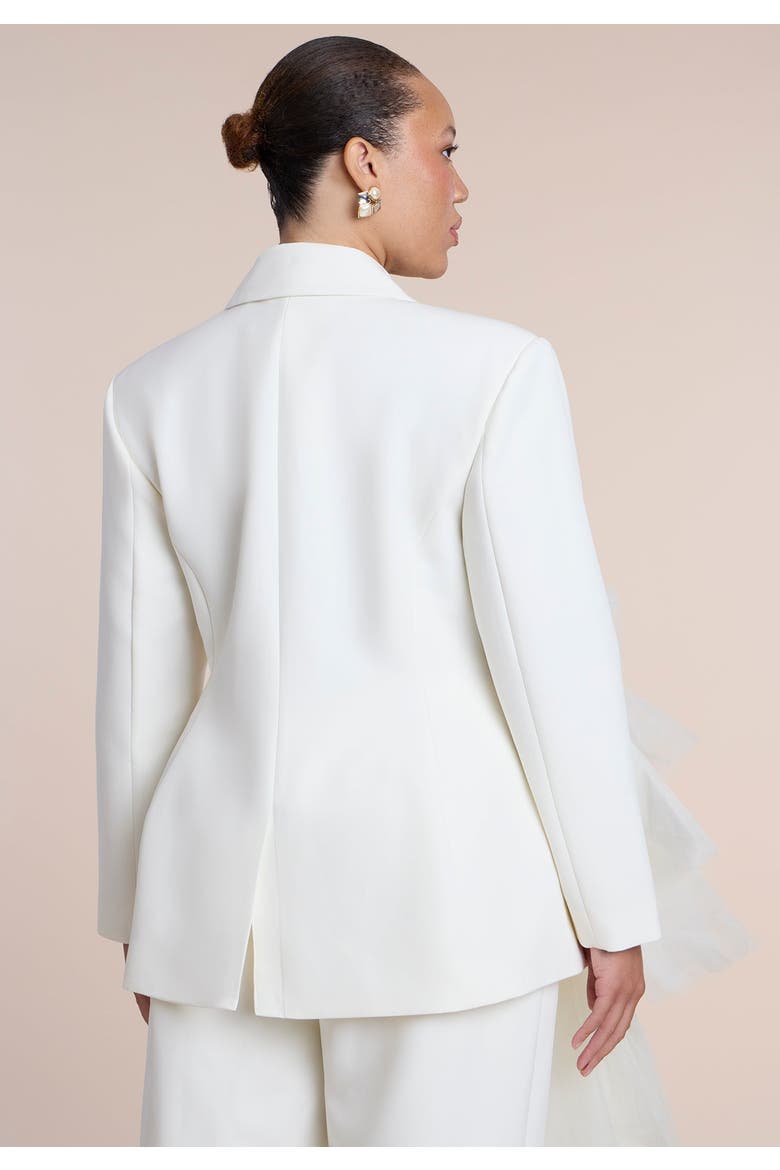 Dramatic Tiered Tulle Blazer, Alternate, color, COCONUT MILK