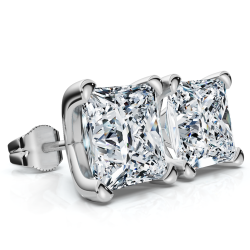 Bliss Diamond Certified 4ct Princess Cut Martini Studs 14k Gold Lab Grown In 14k White Gold