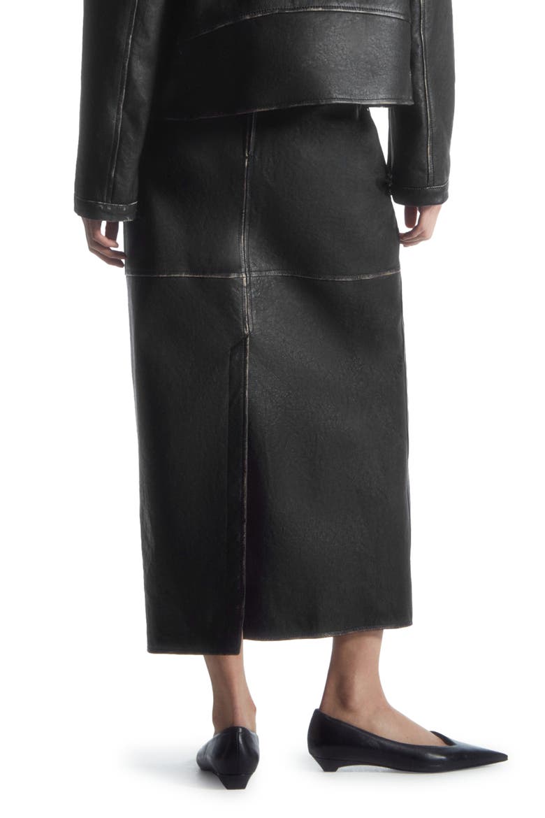 Racer Paneled Leather Skirt, Alternate, color, BLACK DARK