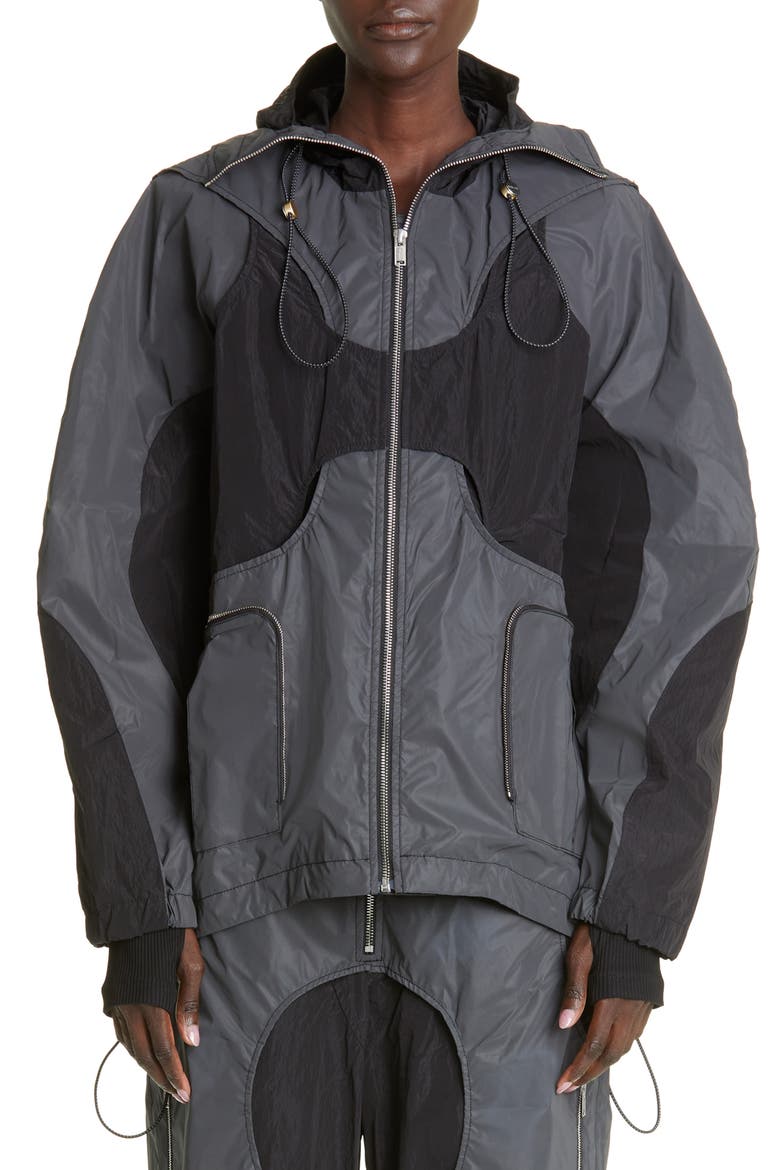 Reflective Hooded Windbreaker, Main, color, BLACK REFLECTIVE