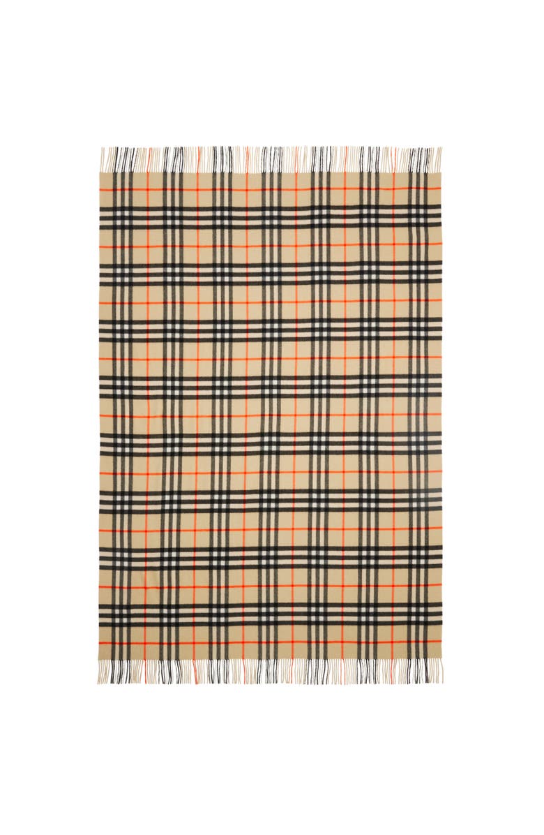 Burberry Check Cashmere Blanket, Alternate, color, Sand