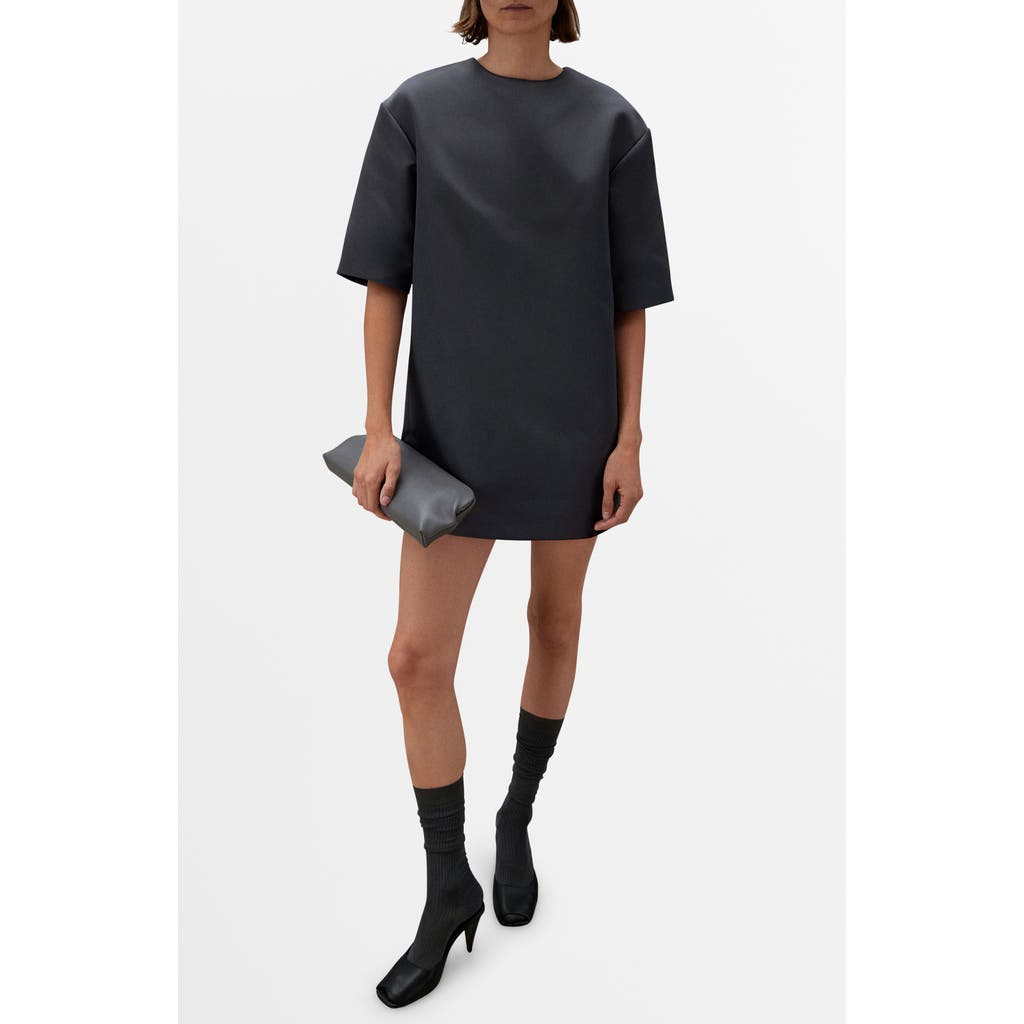 Mango Short Satin Dress Charcoal In Gray