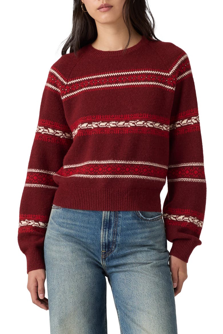 Jolie Fair Isle Crewneck Sweater, Main, color, CORALIE FAIRISLE V7 WARM CAB