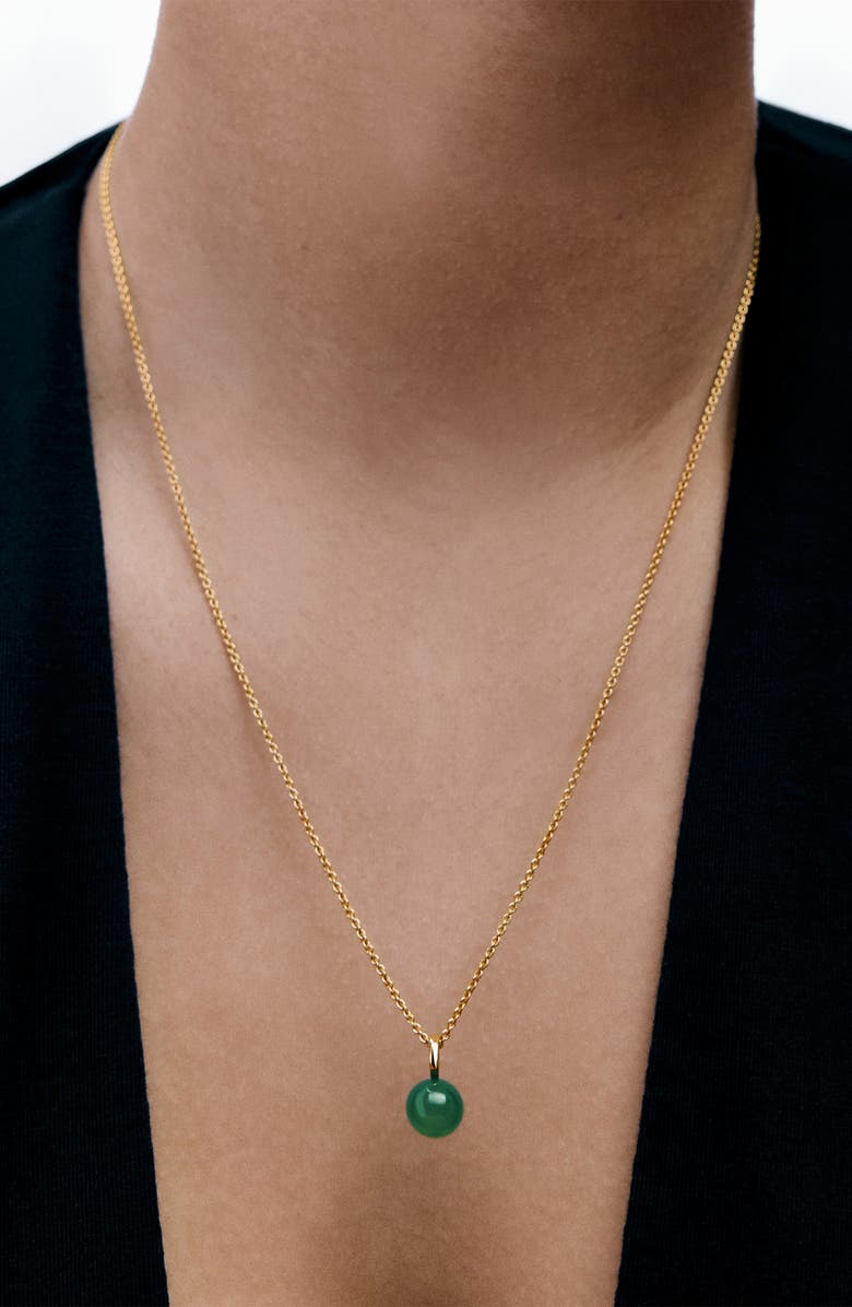 Monica Vinader Gemstone Pendant Necklace, Alternate, color, 18Ct Gold Vermeil / Green Onyx