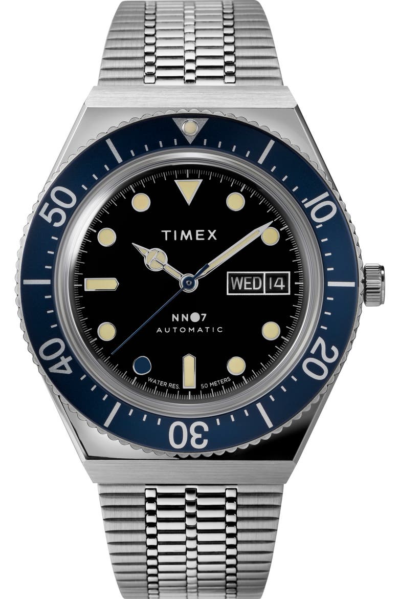 x Timex M79 Limited Edition Automatic Mesh Strap Watch, 40mm, Main, color, NAVY BLUE