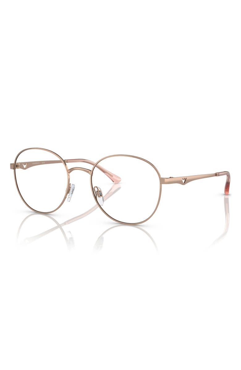 Emporio Armani 52mm Pillow Optical Glasses, Alternate, color, Shiny Rose Gold / Demo Lens