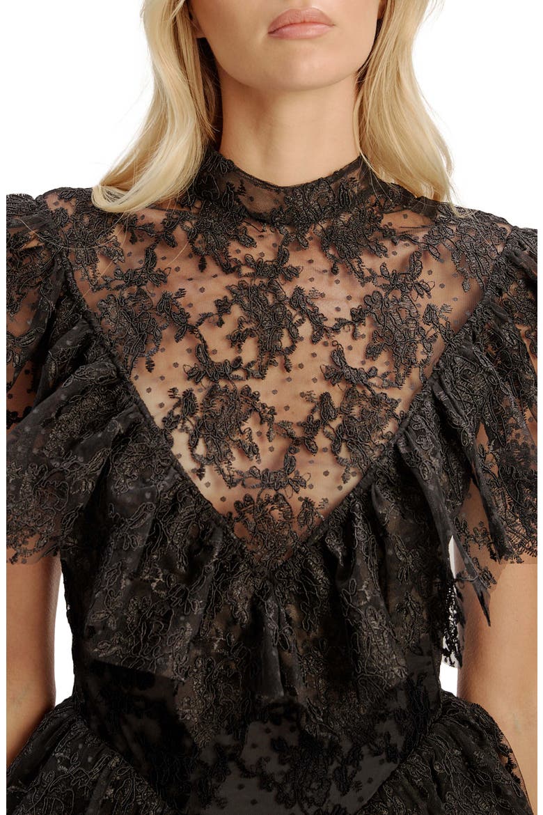 Tarryn Ruffle Lace Minidress, Alternate, color, BLACK