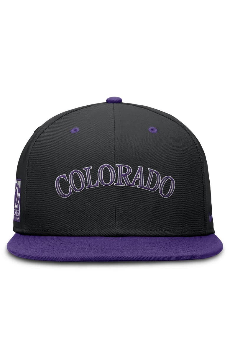 Nike Men's Nike Black/Purple Colorado Rockies 25th Anniversary True Primetime Two-Tone Performance Fitted Hat, Alternate, color, Black