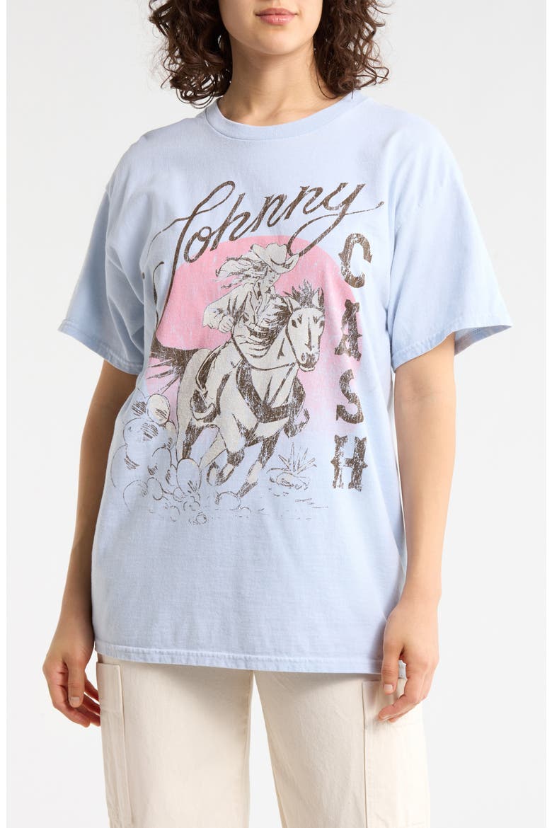 Johnny Cash Cowboy Graphic T-Shirt, Main, color, BLUE