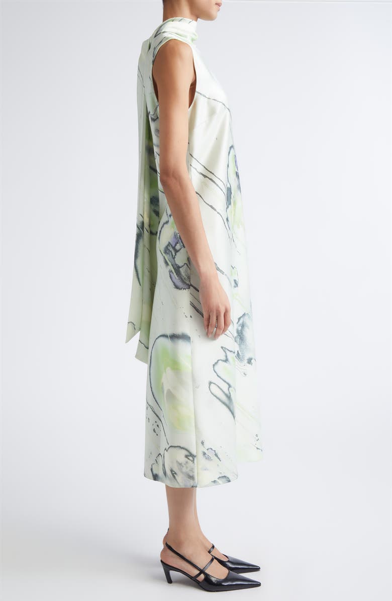 Jason Wu Collection Watercolor Floral Bias Cut Satin Midi Dress, Alternate, color, Light Jade Multi