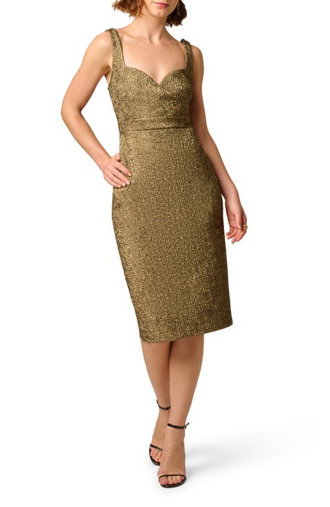 Stretch Jacquard Cocktail Sheath Dress