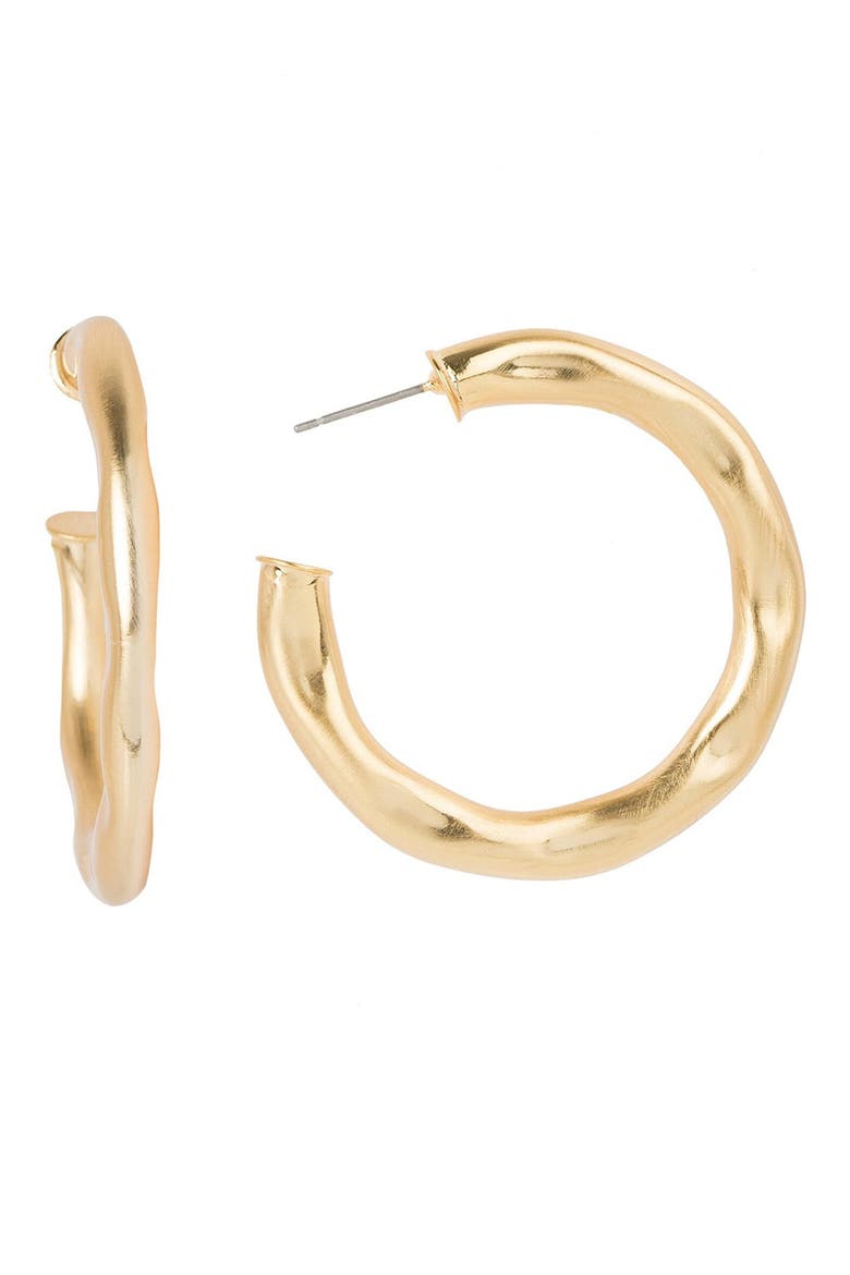 14K Gold Plated Remi Organic Shape Hoop Earrings, Main, color, GOLD