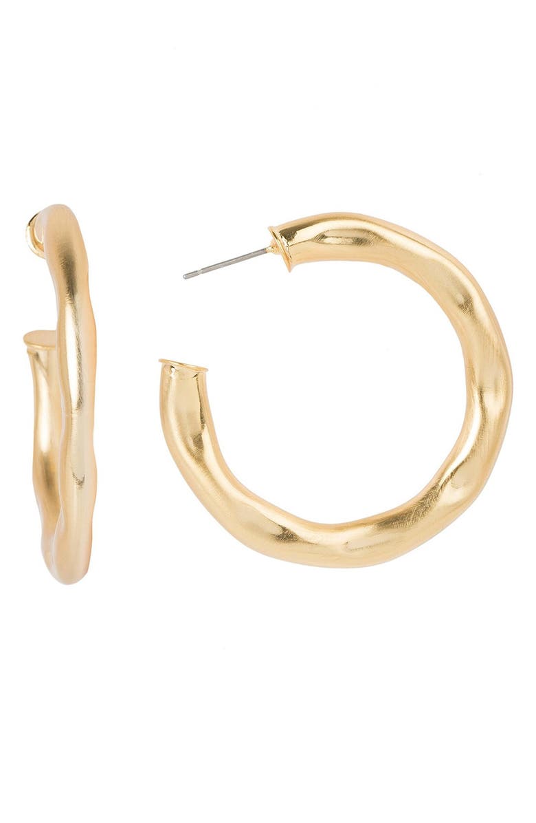 SAACHI 14K Gold Plated Remi Organic Shape Hoop Earrings, Main, color, 