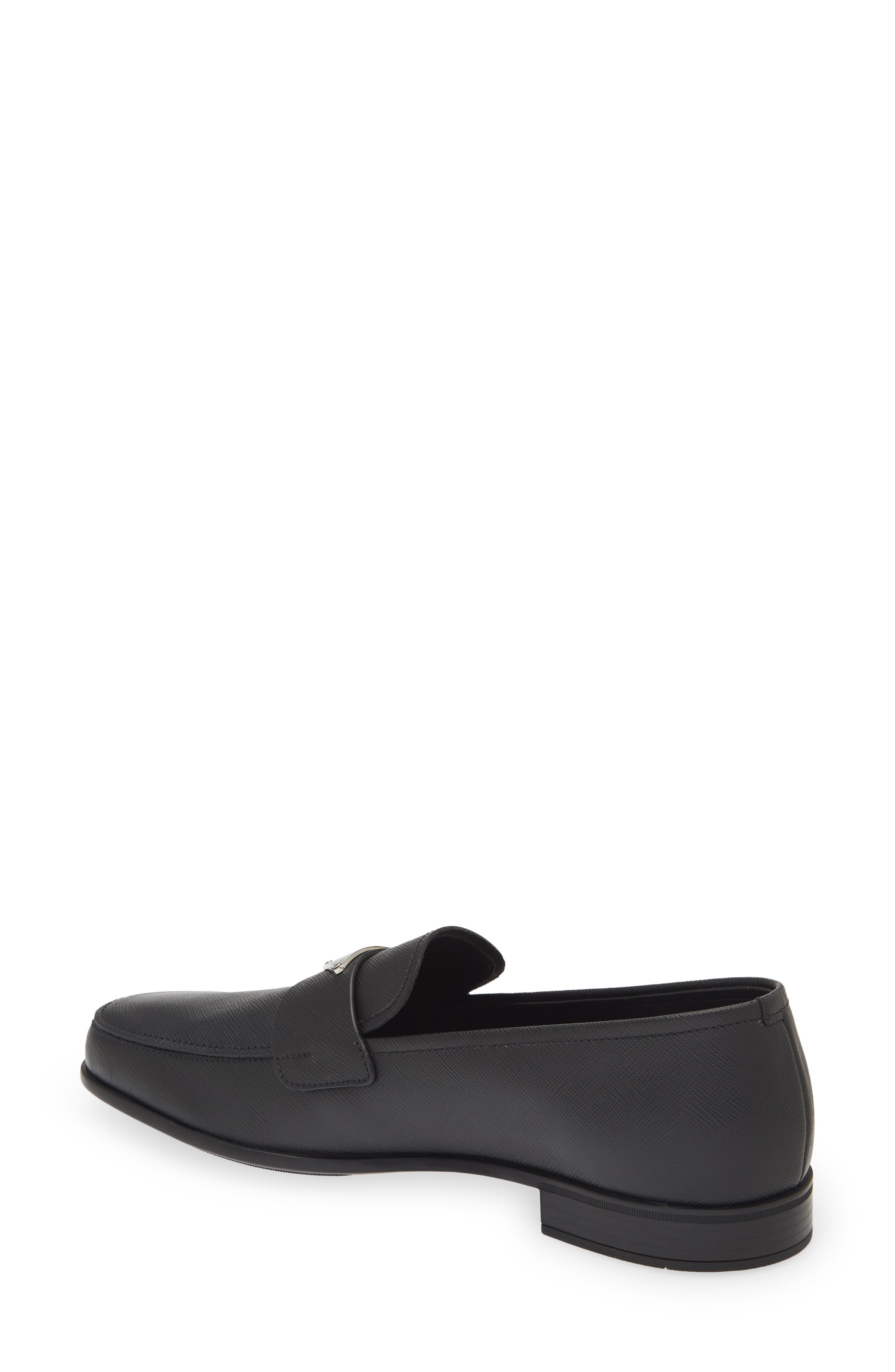 Prada Saffiano Leather Loafer, Alternate, color, Nero