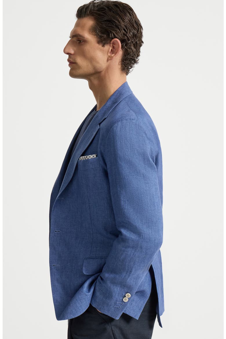 Linen unconstructed blazer, Alternate, color, Denim