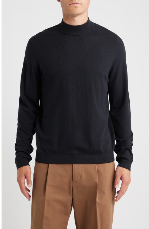 Open Edit Solid Mock Neck Sweater In Black