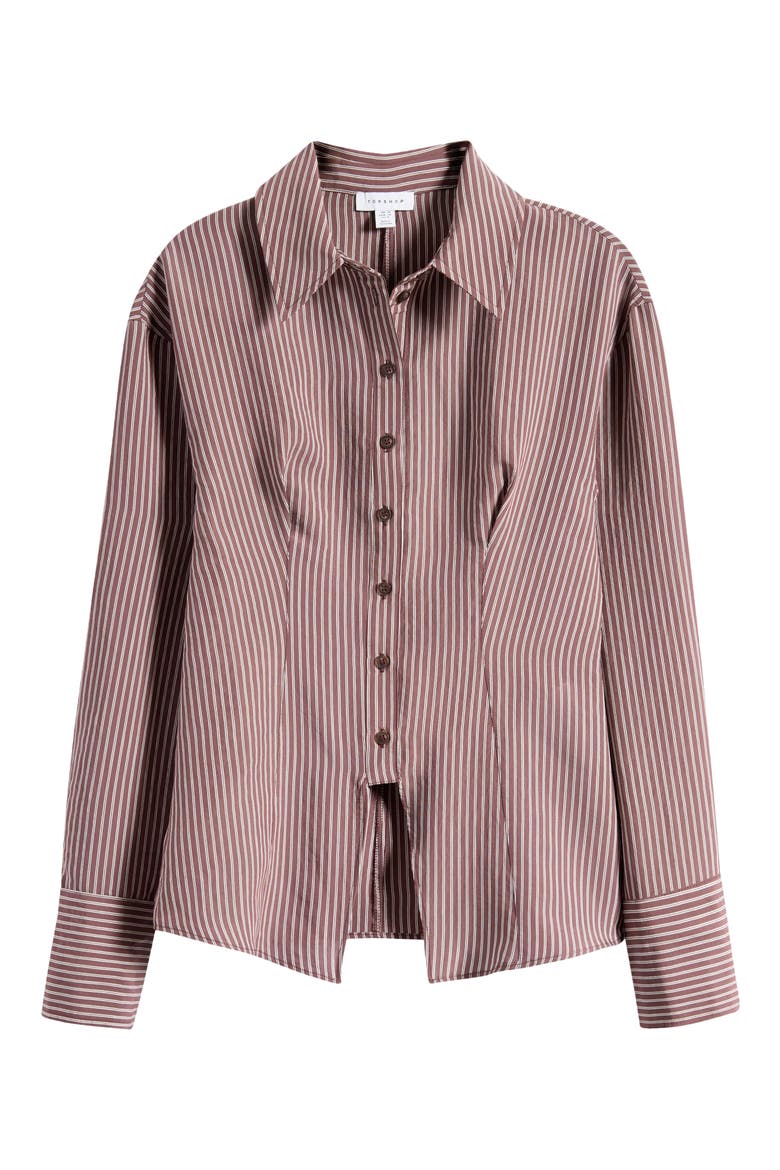 Split Front Cotton Blend Button-Up Shirt, Alternate, color, BURGUNDY