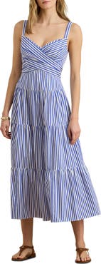 Lauren Ralph Lauren Stripe Tiered Cotton Broadcloth Sundress