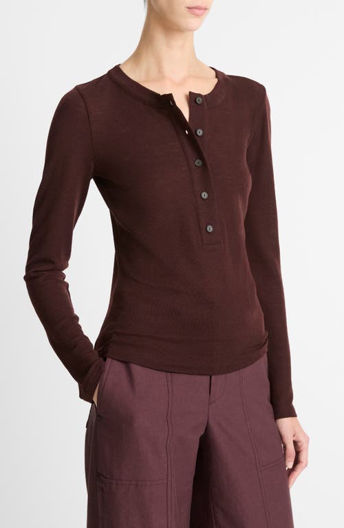 Vince Merino Wool Henley In Cherry Night
